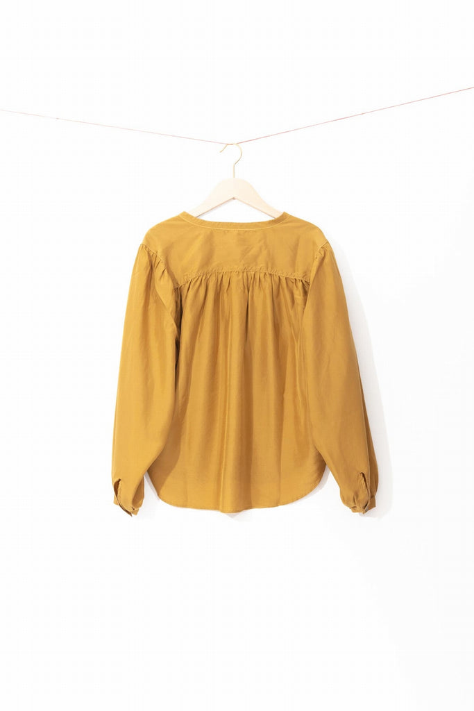fronces-blouse-manches-ballons-soie-fluide